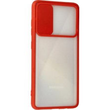 İlk El Grup Ieg™  Samsung Galaxy A71 Kılıf Palm Buzlu Kamera Sürgülü Silikon - Kırmızı