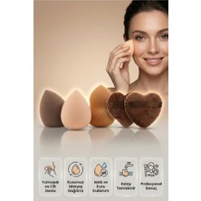 MUJGAN 5 Parça Kadife Makyaj Pufu ve Fondöten Süngeri Seti