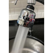 Hobibahçem Krom 3 Fonksiyonlu Mutfak Lavabo Başlığı 360 Derece Döner Musluk Ucu