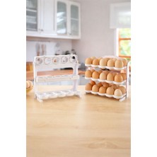 Bev Kitchen 30 Bölmeli Yumurta Kutusu 3 Katlı Yumurtalık Buzdolabı Organizeri Saklama Kabı
