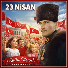 Ti Play 23 Nisan Ulusal Egemenlik ve Çocuk Bayramı Premium Vinil Pano Süsü 160X160 cm | Tek Parça Okul Dekoru (Model 15)