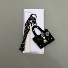 Mare Accessories Siyah Mini Çanta Figürlü Anahtarlık