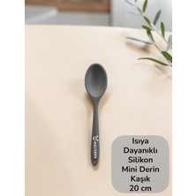 Multiamo Sert Uçlu Isıya Dayanıklı Yanmaz Yapışmaz Silikon Kısa Derin Kaşık 20 cm