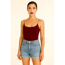 Vesantia Kadın Bordo Viskon Iç Göstermez Çift Katlı Likralı Uzun Atlet