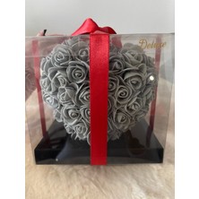 AGAPI Deluxe Yapay Güllü Kutuda Gri Kalp- Hediye Kutusu