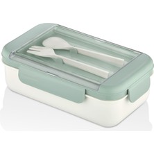 Lemmoni  Qlux Taşınabilir Lunch Box Bölmeli Beslenme Kabı Çatal Kaşıklı 1100ML