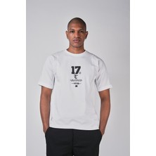 Ex-pent Kısa Kollu Poplin Garnili Düz Kesim Baskılı Beyaz T-Shirt