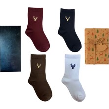 AYDK Premium Unisex Geyik Nakışlı Kadın Erkek Çorap 6’lı Set Yazlık Kışlık Pamuklu Çorap Kutulu