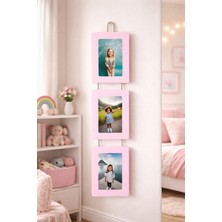 Studyo Plus 3'lü Ipli Ahşap Fotoğraf Çerçevesi – Çocuk & Bebek Odası Duvar Dekoru – 10X15 cm