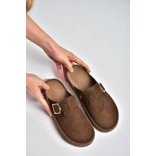 Fox Shoes Y596148402 Kahverengi Süet Önü Kapalı Sabo Terlik