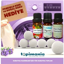 Topimania 6 Adet Xxxl Doğal Yerli Üretim Çamaşır Yün Kurutma Topu 3 Adet 10 ml Esans - Kurutma Makinesi Için