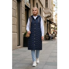 Sefa Merve Zincir Detaylı Kapitone Yelek 71310-04 Lacivert