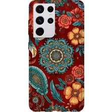 Karsu Design Samsung Galaxy S21 Ultra Uyumlu Baskılı Şeffaf Telefon Kılıfı | Koleksiyon: Mandala Art