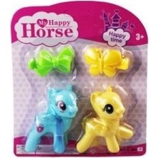 L-34-10 - Pony 2 Li Figür Set Tokalı Kartela Mavi (Lisinya)