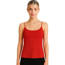 Vesantia Kadın Kırmızı Viskon Iç Göstermez Çift Katlı Likralı Uzun Atlet