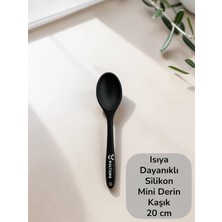 Multiamo Sert Uçlu Isıya Dayanıklı Yanmaz Yapışmaz Silikon Kısa Derin Kaşık 20 cm