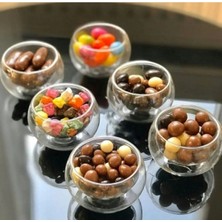 Kiesa Borosilikat Çift Cidarlı 6'lı Mini Sosluk Şekerlik Çerezlik Ikramlık Sunumluk Kase