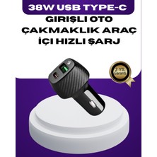 38W Çift Çıkışlı Araç Şarj Cihazı – Type-C ve USB Pd Destekli - Lisinya