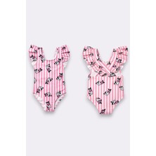 My Kids Wear Kız Çocuk Fırfır Detaylı Şık Tasarım Çapraz Askılı Mayo 12730