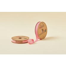 Hobibahçem Biye Ekoseli Katlı E03 Kırmızı 2 cm 25 Metre %65 Koton %35 Polyester