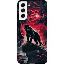 Karsu Design Samsung Galaxy S22 Uyumlu Baskılı Şeffaf Telefon Kılıfı | Koleksiyon: Minimal Black Panther