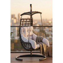 Kalyon Home Umbrella Gölgelikli Tek Kişilik Bahçe Salıncağı Balkon Salıncağı Ayaklı Rattan