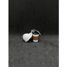 Goka 3D Craft Mühendis & Mimar Özel Tasarım: 3D Beyaz Baret ve Kahve Bardağı Anahtarlık