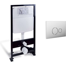 Nkp Comfort Gömme Rezervuar - Alçıpan Tipi, S2 Parlak Krom Kapak - Set 2 PARÇA-NPS.0026.0080.01