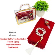 Sedef Çantalı Şeffaf Hediyelik Set Eşarp Tesbih Zikirmatik