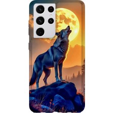 Karsu Design Samsung Galaxy S21 Ultra Uyumlu Baskılı Şeffaf Telefon Kılıfı | Koleksiyon: Alpha Wolf