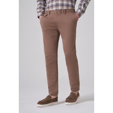 Morven  Erkek Bej Pamuk Trend Slim Fit Chino Pantolon