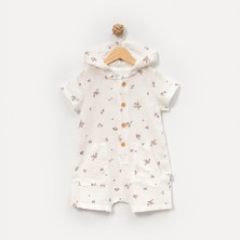 Overdo Kız Çocuk Çiçek Desenli %100 Pamuk Müslin Şort Tulum