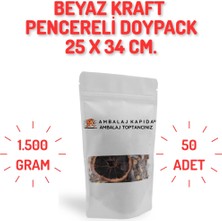 MSB Ambalaj 25X34 Cm. Beyaz Kraft Pencereli Doypack - 50 Adet