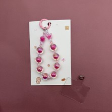 Mare Accessories Pembe Boncuk Detaylı Şeffaf Kartlıklı Anahtarlık