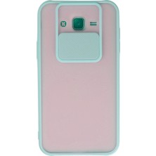 Pileli Store Pilelistore   Samsung Galaxy J7 Kılıf Palm Buzlu Kamera Sürgülü Silikon - Turkuaz
