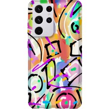 Karsu Design Samsung Galaxy S21 Ultra Uyumlu Baskılı Şeffaf Telefon Kılıfı | Koleksiyon: Psychedelic Art