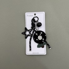 Mare Accessories Siyah Yıldız Detaylı Peluş Anahtarlık