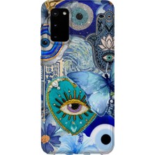 Karsu Design Samsung Galaxy S20 Fe Uyumlu Baskılı Şeffaf Telefon Kılıfı | Koleksiyon: Minimal Evil Eye
