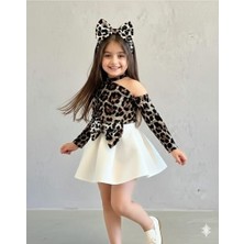 Sy Store Kız Çocuk Leopar Desenli ve Fiyonk Detaylı Takım
