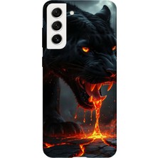 Karsu Design Samsung Galaxy S22 Uyumlu Baskılı Şeffaf Telefon Kılıfı | Koleksiyon: Minimal Black Panther