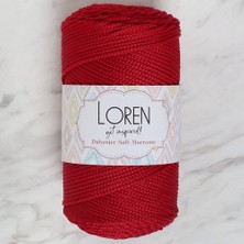 Hobibahçem Loren Polyester Soft Macrame Koyu Kırmızı El Örgü Ipi - LM020 - 34433