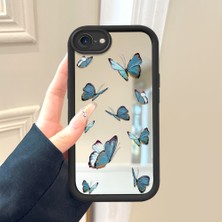 HONTINGA iPhone 8 ile Uyumlu Aynalı Kılıfı Düşüme Önleyici Basitlik Anti Düşme Kamera Korumali Kelebek Desen Yumuşak Silikon Telefon Kılıfı Kadın ve Erkek Için Uygundur K2-9110