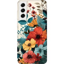 Karsu Design Samsung Galaxy S21 Uyumlu Baskılı Şeffaf Telefon Kılıfı | Koleksiyon: Vintage Floral