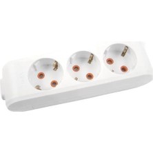 Bucuks Mey Ithalat® Viko Multi-Led Üçlü Priz Topraklı Çocuk Korumalı Klemensli-Beyaz