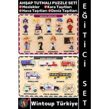 Wintoup #puzzle Eğitici Görsel Algı Meslekler Hava Kara Deniz Taşıtları Tanıma Ahşap Tutmalı Puzzle Seti