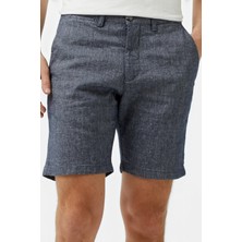 Lacoste Men's Slim Fit Bermuda Shorts Erkek Dar Kesim Keten Bermuda Şort Lacivert