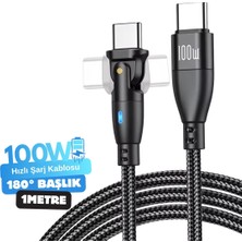 Alfais 6012 Type C To Hızlı Şarj Data Kablosu Çevirici Dönüştürücü Adaptör 180° Döner 100W 1m