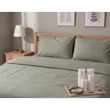 Fiora Home Lastikli %100 Doğal Pamuk Çift Kişilik Nevresim Takımı Yeşil