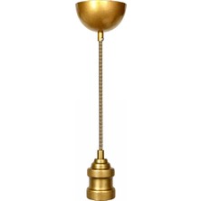 Conana Dekoratif Sarkıt E27 Duy 70CM Metal Kumaş Örgü Zigzag Kablo Gold D01