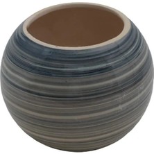 Yerli Seramik Saksı Çizgili Akvaryum 15*19